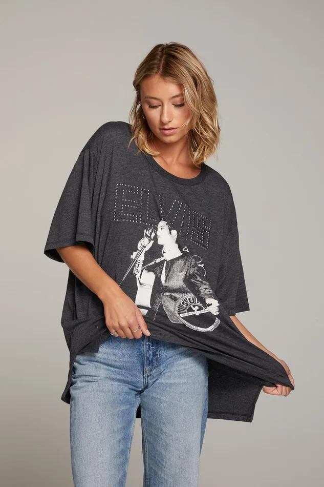 Womens Tops Chaser Brand Sun Records Elvis Oversized Tee