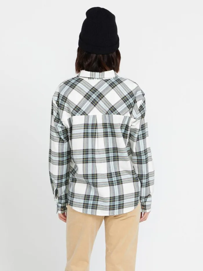 Womens Tops Volcom Plaid To Meet U Long Sleeve Shirt 8211 Star White