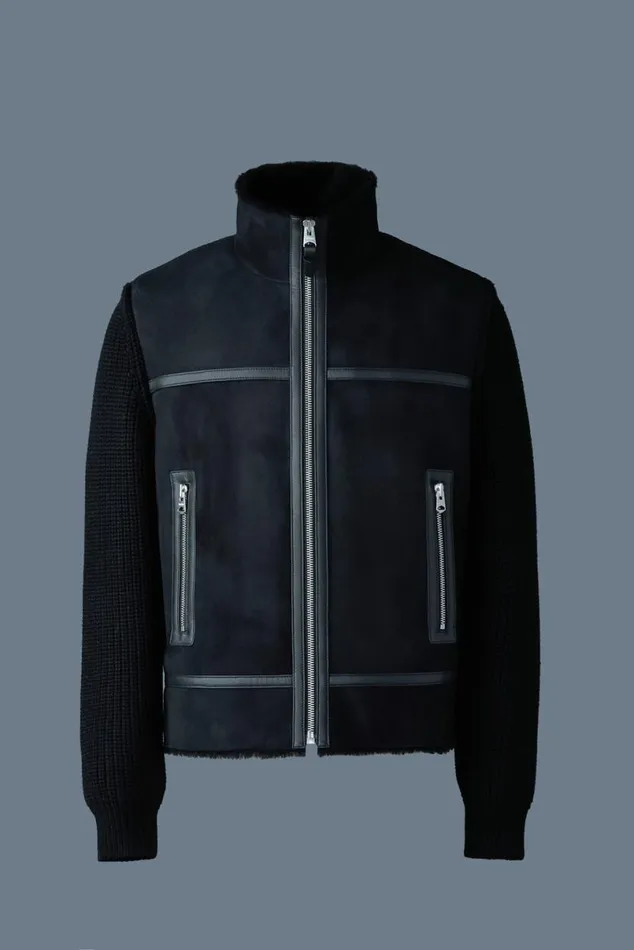 Wool Coats Men Mackage JONATHAN Mixedmedia Shearling Jacket Light Camelnatural