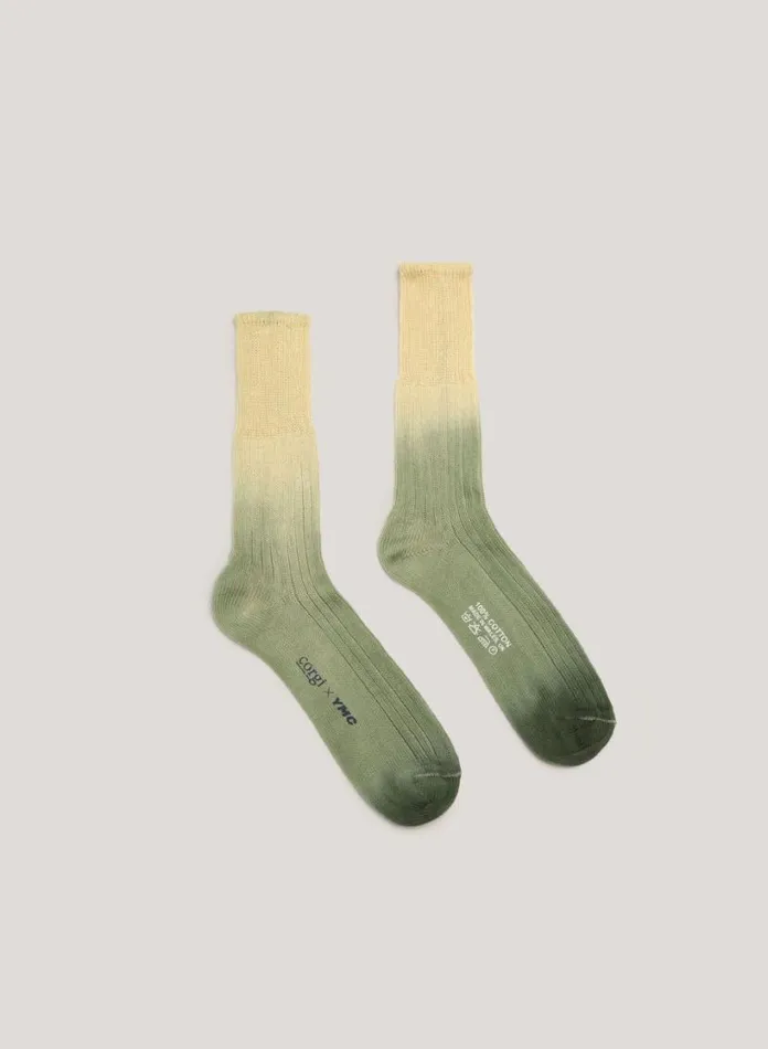 YMC Dip Dye Sock Green Womens Socks