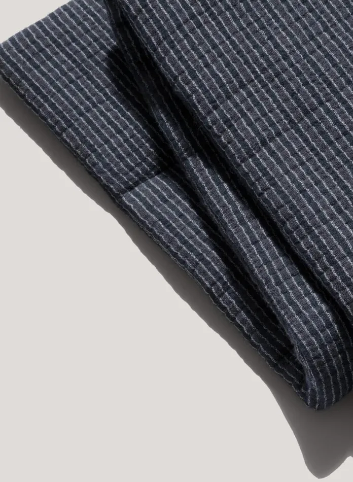 YMC Textured Stripe Slot Scarf Blue Mens Scarves