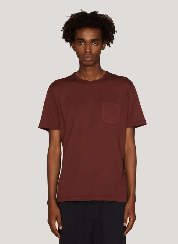 YMC Wild Ones Organic Cotton TShirt Burgundy Mens TShirts