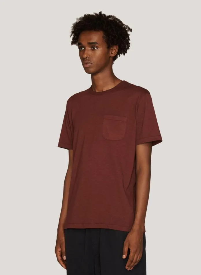 YMC Wild Ones Organic Cotton TShirt Burgundy Mens TShirts