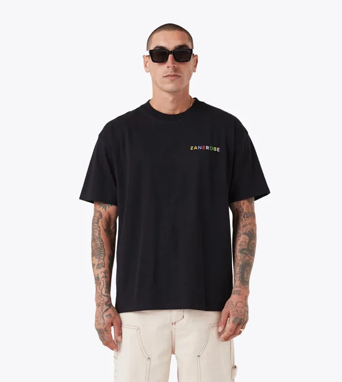 Zanerobe Tees and Tanks Men Rainbow Box Tee Black